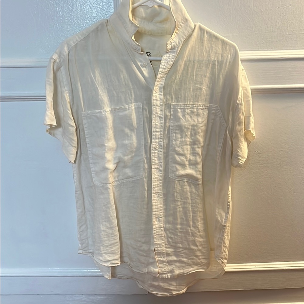 Women’s 100% Linen Cream Button-Up Shirt